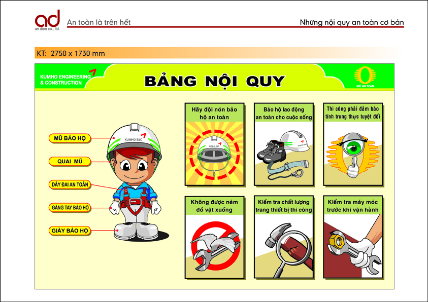 Bảng nội quy về an toàn
